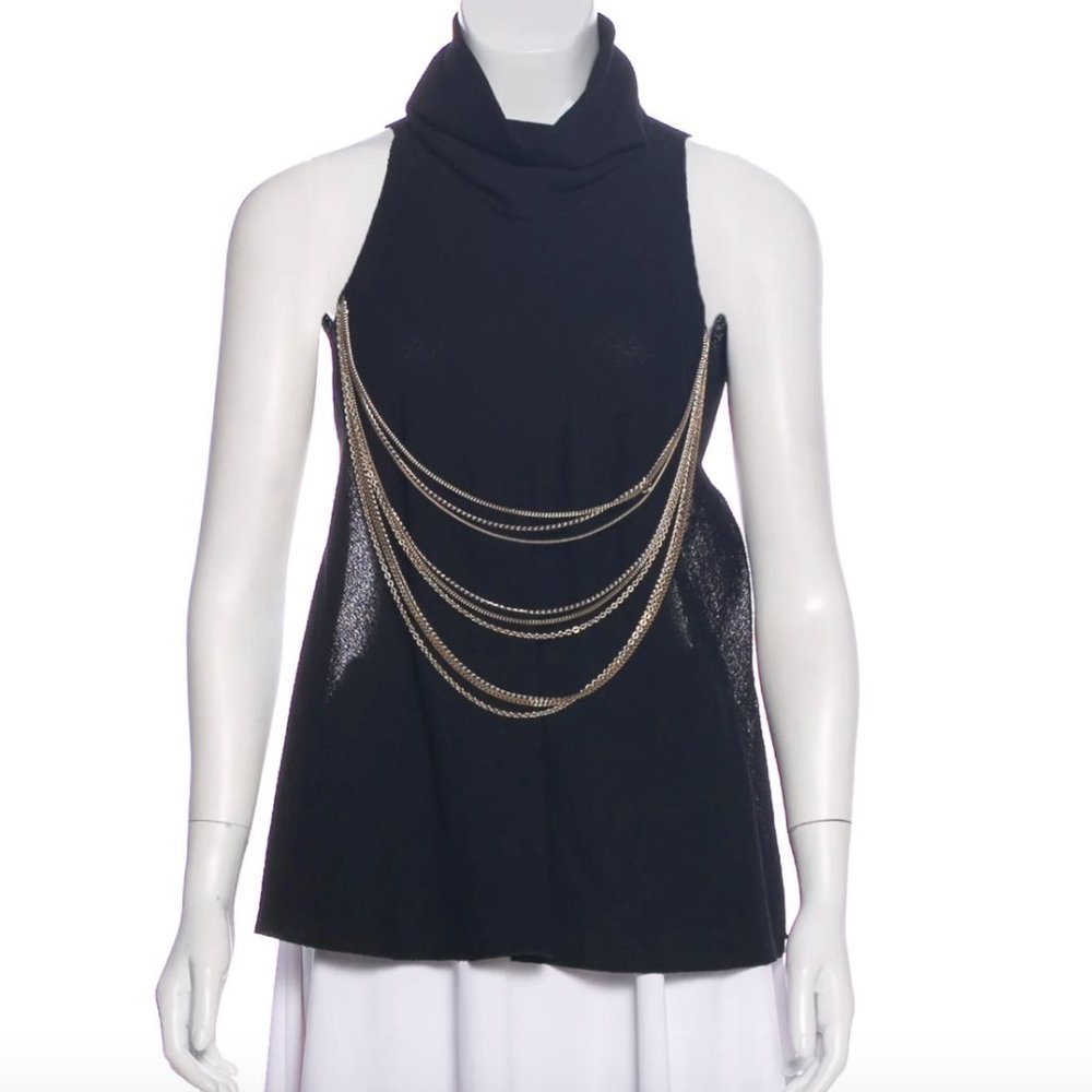 CHANEL Wool Embellished Top Size: S | US4 2, FR36